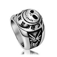 Vintage Letter Skeleton Biker Jewelry Ghost Head Womens Ring Mens Titanium Stainless Steel Index Finger Rings Black Silver