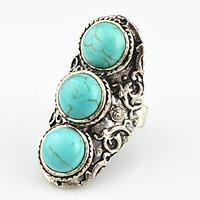 Vintage Antique Silver Amethyst Turquoise Tiger Stone Adjustable Free Size Ring(1PC)