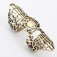 vintage rock copper hollow out copper statement double ring statement  ...