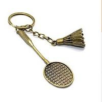 Vintage Badminton Bronze Alloy Keychain(1 Pc)
