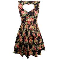 Vintage Floral Heart Cut Out Dress