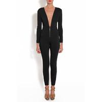 vicky pattison wears black plunge zip front jumpsuit