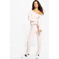 Viola Slash Neck Lounge Jumpsuit - blush