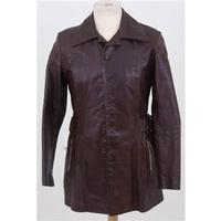 vintage 70s mr john size xs brown leather jacket