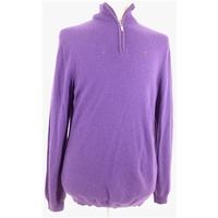 Viyella Size M High Quality Soft and Luxurious Pure Cashmere Purple Half Zip Jumper