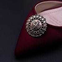 Vintage Round Shape Crystal Detachable Decorative Accents Plastic Shoe Clip Anywhere Shoe Accessories Ornaments 1 Pair