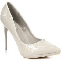 vinceza szare na platformie lakierowane womens court shoes in grey