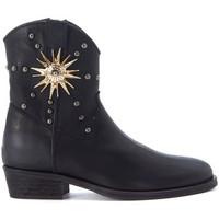 via roma 15 texan ankle boots in black leather with sun womens low ank ...