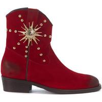 Via Roma 15 Texan ankle boots in red suede with sun women\'s Low Ankle Boots in red