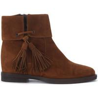 Via Roma 15 suede ankle boots with flap and pompom women\'s Low Ankle Boots in brown