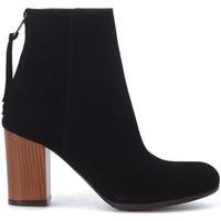 Via Roma 15 ankle boots in black suede with laquered heel women\'s Low Boots in black