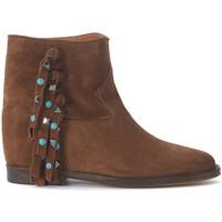 Via Roma 15 martora velour leather ankle boots with fringe and stones women\'s Low Boots in brown