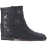 Via Roma 15 Via Roma black leather ankle boots with laminated stars women\'s Low Boots in black