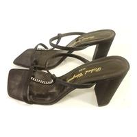 Vintage 1990\'s Robert Clergerie Black Size 7.5 Suede Diamante Embellished Satin Sandals