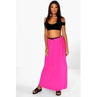 Viscose Jersey Belted Maxi Skirt - cerise