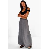 Viscose Jersey Belted Maxi Skirt - charcoal