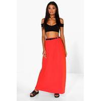 Viscose Jersey Belted Maxi Skirt - orange