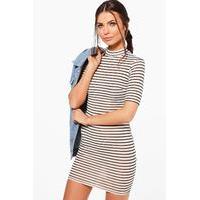 Victoria Turtle Neck Stripe Dress - multi