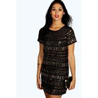 Viola Embellished Shift Dress - black