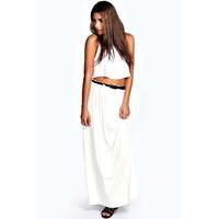 viscose jersey belted maxi skirt ivory