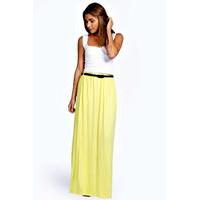 Viscose Jersey Belted Maxi Skirt - lime