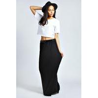 viscose jersey belted maxi skirt black