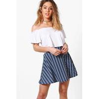 victoria stripe crepe skater skirt navy