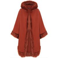 vicki fur hooded cape rust