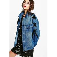 Vintage Wash Lace Up Denim Jacket - vintage wash