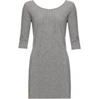 vienna scoop neck side slit top grey