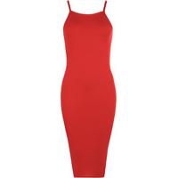 Viola High Neck Bodycon Midi Dress - Red