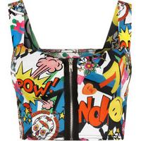 vivian zip comic print bralet multi