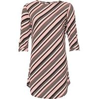 Vienna Striped Curved Hem Top - Pink