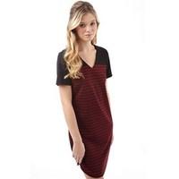 Vila Womens Tinny Blocked Stripe Dress Black/Tawny Port