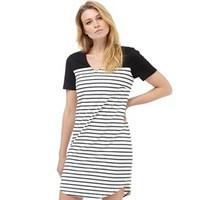 Vila Womens Tinny Blocked Stripe Dress Black/Snow White