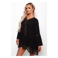 vila black crochet cover up