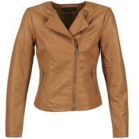 vila visinna womens leather jacket in brown