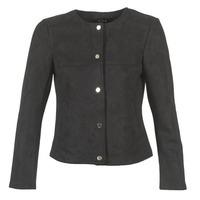 vila vihale womens leather jacket in black