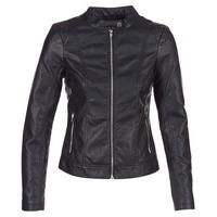 vila viaya womens leather jacket in black