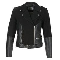 vila vistala womens leather jacket in black