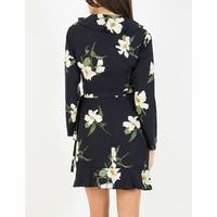 VIOLA - Navy Floral Print Wrap Dress