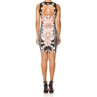 virginia tiled geometric print bodycon dress with panelling