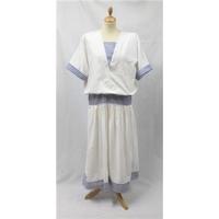 Vintage 1980\'s Number Ten Large White Short Sleeved Cotton Sailor Dress With Shoulder pads Number Ten - Size: L - White