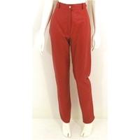Vintage circa 1990s Red Orange High Waisted Leather Trousers Size 6 - 8 Biker Punk