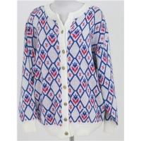 Vintage 80\'s One by One, one size white, blue & pink cardigan