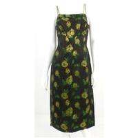 Vintage circa 1950\'s Size 8/10 Handmade Gold Floral Pencil Dress with Paper Lining