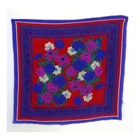 Vintage 100% Silk Bright Purple, Pink and Red Floral Square Scarf with Rolled Edges