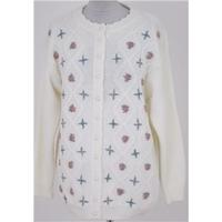 Vintage Avant Garde, \'free size\' cream patterned cardigan