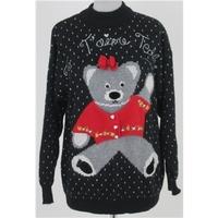 Vintage Honey, \'one size\' black mix teddy bear jumper