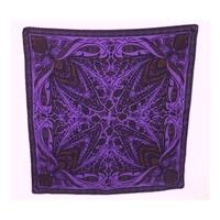 Vintage Richard Allan 100% Silk Violet Purple, Green and Gold Paisley Square Scarf with Rolled Edges